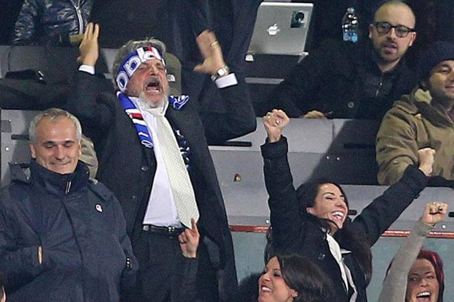 Massimo Ferrero, presidente della Sampdoria, regala un altro show in tribuna: stavolta la protagonista  la bandana. LaPresse